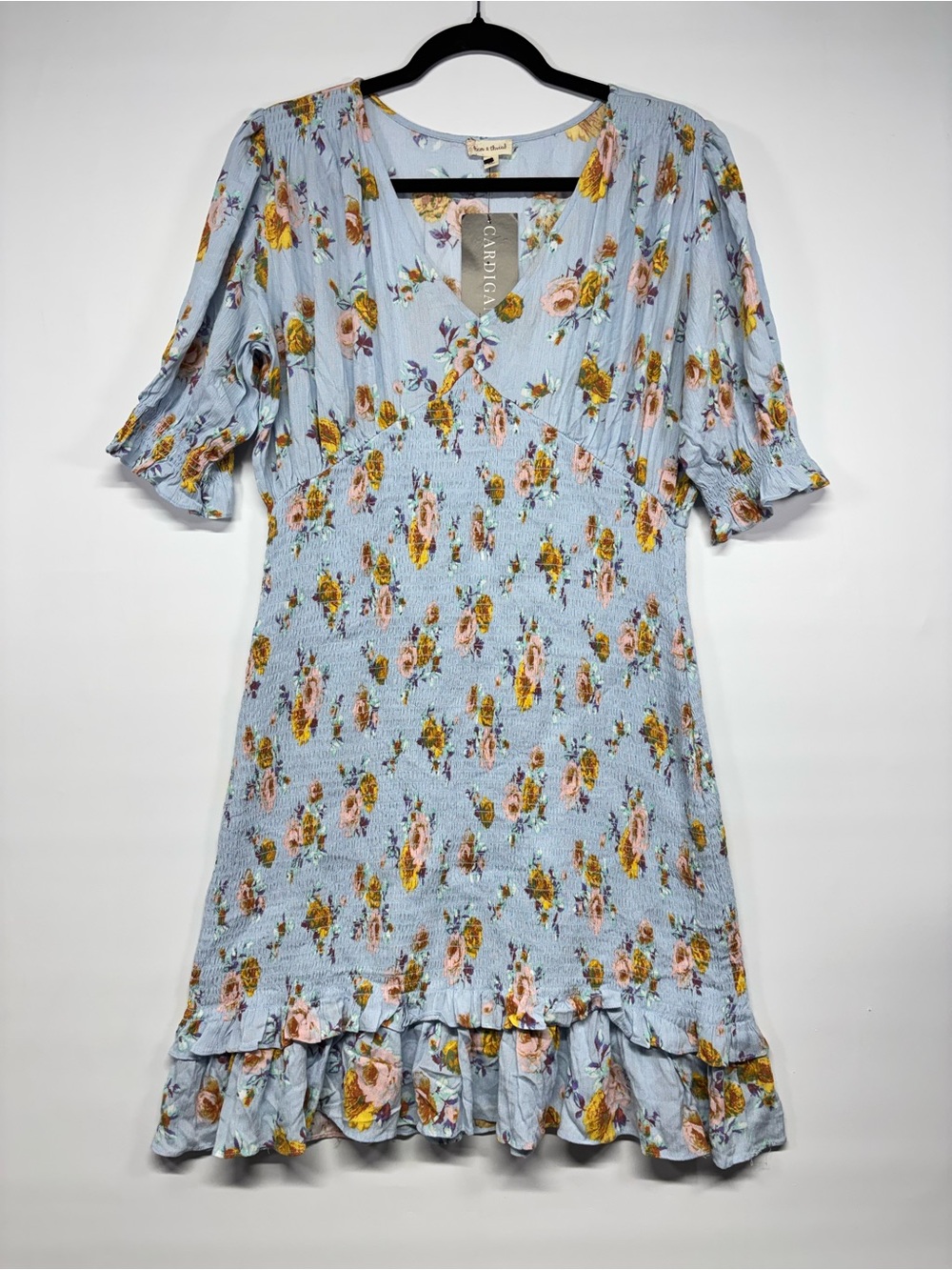 ✨Hem & Thread Floral Smocked Midi Dress Size L - Picture 2 of 11